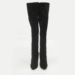 Pre Owned Jimmy Choo Black Suede Avenue Knee Length Boots Size 40