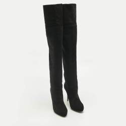 Pre Owned Jimmy Choo Black Suede Avenue Knee Length Boots Size 40