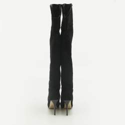 Pre Owned Jimmy Choo Black Suede Avenue Knee Length Boots Size 40