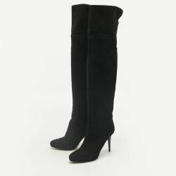 Pre Owned Jimmy Choo Black Suede Avenue Knee Length Boots Size 40