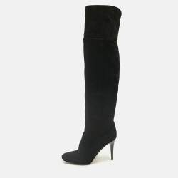 Pre Owned Jimmy Choo Black Suede Avenue Knee Length Boots Size 40