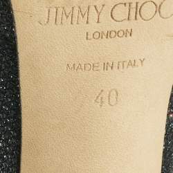 Pre Owned Jimmy Choo Navy Blue Glitter Luna Peep Toe Platform Pumps Size 40