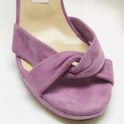 Pre Owned Jimmy Choo Purple Suede Accents Ankle Strap Sandals Size 40