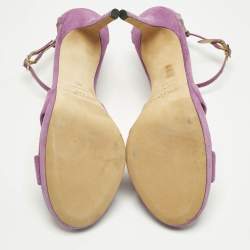 Pre Owned Jimmy Choo Purple Suede Accents Ankle Strap Sandals Size 40