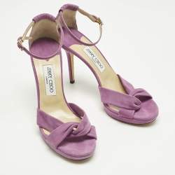 Pre Owned Jimmy Choo Purple Suede Accents Ankle Strap Sandals Size 40