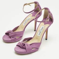 Pre Owned Jimmy Choo Purple Suede Accents Ankle Strap Sandals Size 40