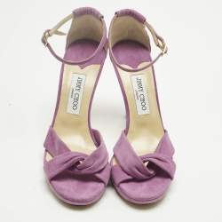 Pre Owned Jimmy Choo Purple Suede Accents Ankle Strap Sandals Size 40