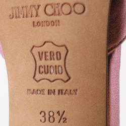 Pre Owned Jimmy Choo Metallic Pink Leather Ankle Strap Sandals Size 38.5