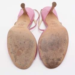 Pre Owned Jimmy Choo Metallic Pink Leather Ankle Strap Sandals Size 38.5