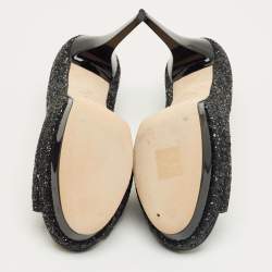 Pre Owned Jimmy Choo Black Glitter Luna Platform Open Toe Pumps Size 40