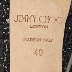 Pre Owned Jimmy Choo Black Glitter Luna Platform Open Toe Pumps Size 40