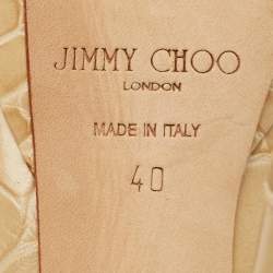 Pre Owned Jimmy Choo Beige Croc Embossed Leather Cosmic Platform Pumps Size 40