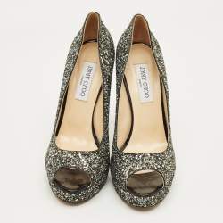 Pre Owned Jimmy Choo Multicolor Glitter Peep Toe Pumps Size 40