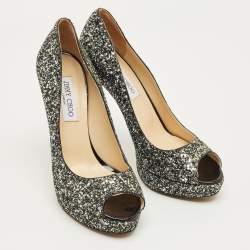 Pre Owned Jimmy Choo Multicolor Glitter Peep Toe Pumps Size 40