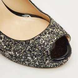 Pre Owned Jimmy Choo Multicolor Glitter Peep Toe Pumps Size 40