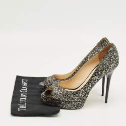 Pre Owned Jimmy Choo Multicolor Glitter Peep Toe Pumps Size 40