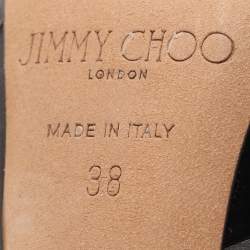 Pre Owned Jimmy Choo Black/Grey Leather and Suede Embellished Pointed Toe Pumps Size 38