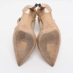 Pre Owned Jimmy Choo Beige Patent Leather Ankle Strap Pumps Size 38