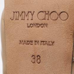 Pre Owned Jimmy Choo Beige Patent Leather Ankle Strap Pumps Size 38