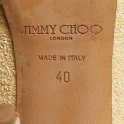 Pre Owned Jimmy Choo Beige Glitter Dahlia Peep Toe Pumps Size 40