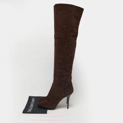 Pre Owned Jimmy Choo Brown Suede Knee Length Boots Size 39.5