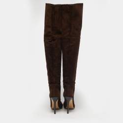 Pre Owned Jimmy Choo Brown Suede Knee Length Boots Size 39.5