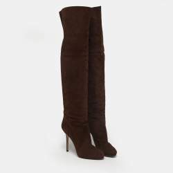 Pre Owned Jimmy Choo Brown Suede Knee Length Boots Size 39.5