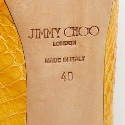 Pre Owned Jimmy Choo Yellow Python Leather Peep Toe Slingback Pumps Size 40