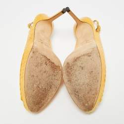 Pre Owned Jimmy Choo Yellow Python Leather Peep Toe Slingback Pumps Size 40