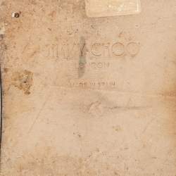 Pre Owned Jimmy Choo Beige Woven Raffia and Leather Minea Flat Slide Sandals Size 41