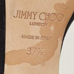 Pre Owned Jimmy Choo Black Suede Bing Crystal Ankle Strap Sandals Size 37.5