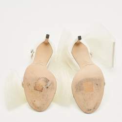 Pre Owned Jimmy Choo White Fabric Aveline Bow Ankle Strap Sandals Size 36