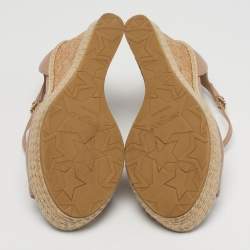 Pre Owned Jimmy Choo Pink Leather Crisscross Strap Cork  Wedge Sandals Size 39