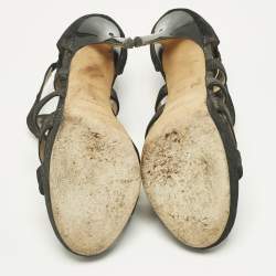 Pre Owned Jimmy Choo Black Suede Strappy Sandals Size 37.5