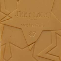 Pre Owned Jimmy Choo White/Black Canvas and Leather Studded Embellished Espadrille Flats Size 37