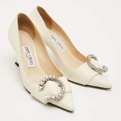 Pre Owned Jimmy Choo Cream Leather Melva Pumps Size 36