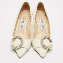 Pre Owned Jimmy Choo Cream Leather Melva Pumps Size 36