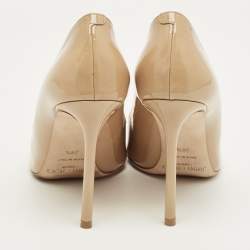 Pre Owned Jimmy Choo Beige Patent Leather Romy Pumps Size 38.5