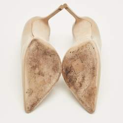 Pre Owned Jimmy Choo Beige Patent Leather Romy Pumps Size 38.5