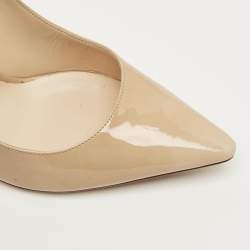 Pre Owned Jimmy Choo Beige Patent Leather Romy Pumps Size 38.5