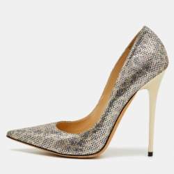 Pre Owned Jimmy Choo Metallic Coarse Glitter Romy Pointed Toe Pumps Size 40