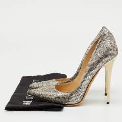 Pre Owned Jimmy Choo Metallic Coarse Glitter Romy Pointed Toe Pumps Size 40
