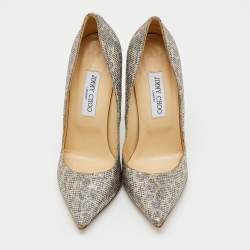 Pre Owned Jimmy Choo Metallic Coarse Glitter Romy Pointed Toe Pumps Size 40