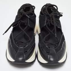 Pre Owned Jimmy Choo Size 40 Black Leather, Mesh and Patent Leather Lace Up Sneakers