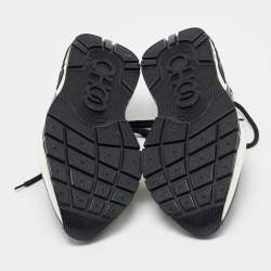 Pre Owned Jimmy Choo Size 40 Black Leather, Mesh and Patent Leather Lace Up Sneakers