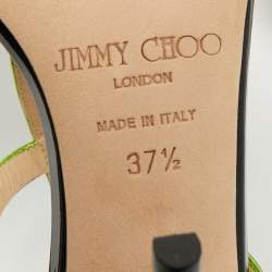 مملوكة مسبقًا Jimmy Choo Thistle Size 37.5 Black/Green Patent and Leather Sandals