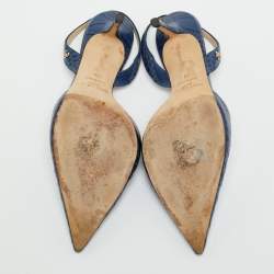 مملوكة مسبقًا حذاء كعب عالي جيمي تشو جلد منقوش كروك أزرق مقاس 38