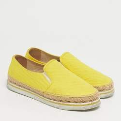 Pre Owned حذاء رياضي جيمي تشو دوون قماش أصفر إسبادريل منزلق مقاس 35.5