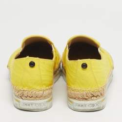 Pre Owned حذاء رياضي جيمي تشو دوون قماش أصفر إسبادريل منزلق مقاس 35.5