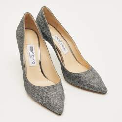 Pre Owned حذاء كعب عالي جيمي تشو رومي لامع خشن معدني مدبب مقاس 40